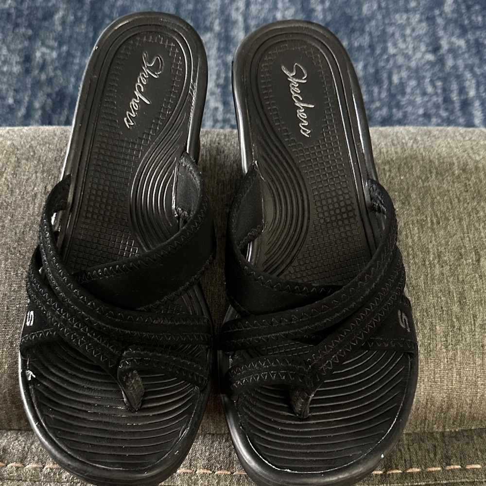 Skechers Women's Black Slide Sandals